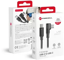 Cable USB C to USB C Forcell F-Energy QC4.0 PD 3A 60W Cafule 90° 1,2 m CC-1Deg juodas