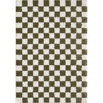 Tamsiai žalios spalvos/kreminės spalvos kilimas 160x230 cm Grida – ESTE