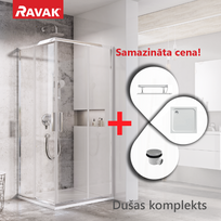 Dušo kabinos komplektas RAVAK SET9 BLSRV2-80 Skaidrus stiklas, juodos profiliai