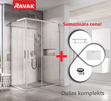 Dušo kabinos komplektas RAVAK SET14R Dušo durys BLSRV2K-80 Chromuotas, stiklas + Dušo durys BLSRV2K-100 + Gigant Pro padėklas Dešinysis