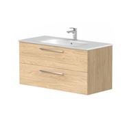 Vonios spintelė Kame Gama 100cm 2 stalčiai (push to open), be praustuvo, Šviesus ąžuolas BU/10-3DR/35-PO