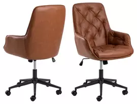 Erik desk chair, Seat brandy PU retro 691B, Base steel matt black