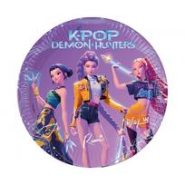 K-POP Demon Hunters lėkštutės 23 cm (8 vnt.) – vienkartiniai indai K-Pop gimtadieniui