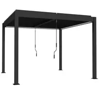 3x3 m aliumininė terasos pavėsinė (pergola) su LED apšvietimu, nuotolinio valdymo pulteliu ir reguliuojamu žaliuziniu stogu