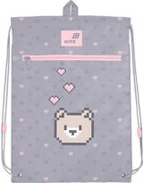 Sportinis maišelis KITE Pixel Love , 46 cm, su užtrauktuku, pilkos sp.