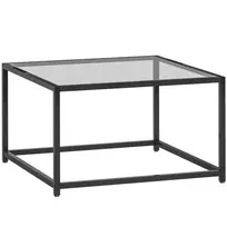 HOMCOM Kvadratinis staliukas, naktinis staliukas su grūdinto stiklo stalviršiu, kavos staliukas su plieninėmis kojomis 68 x 68 x 39 cm Juodas
