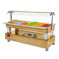 Bufetas – šaldomas salotų baras, 6x GN1/1-150 (šviesaus ąžuolo mediena)
