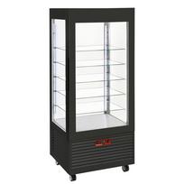 4 pusių vitrina, teigiamai temperatūrai, 5 stiklinės lentynos, ventiliuojama, 480 l, JUODA