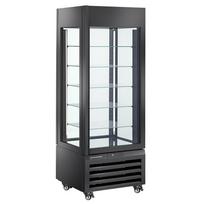 Visiškai stiklinė vitrina, 440 l, 5 stikliniai lygiai, vėdinama – ŠOKOLADINĖ – JUODA