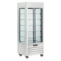 Visiškai stiklinė vitrina, 440 l, 5 stikliniai lygiai, vėdinama – ŠOKOLADAS – BALTA