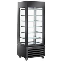 Vitrina „FULL glazed“ 440 l, 6 stikliniai lygiai, statinė – LEDAI – JUODA