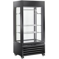 Visiškai stiklinė vitrina, 600 l, 2 lentynos ir mėsos stovas, vėdinama – MĖSA – JUODA