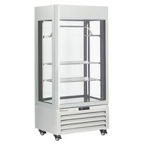 „Visiškai stiklinė vitrina“ 600 l, 2 lentynos ir mėsos strypas, vėdinama – MĖSA – BALTA