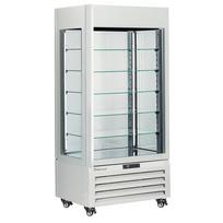 FULL vitrina 600 l, 5 stikliniai lygiai, vėdinama – LEDAI IR KEPINIAI – BALTA