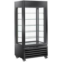 Visiškai stiklinė vitrina, 600 l, 5 stikliniai lygiai, vėdinama – ŠOKOLADINĖ – JUODA