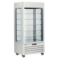 Visiškai stiklinė vitrina 600 l, 5 stikliniai lygiai, vėdinama – ŠOKOLADAS – BALTA