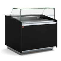 Vėdinama vitrina, žemas stiklas, su saugykla – JUODA