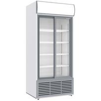 Gėrimų vitrina su priverstine ventiliacija, 783 litrai, 2 stumdomos durys, su apšvietimu, BALTA