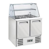 Šaldoma salotų vitrina su išlenktu stiklu 2x GN1/1 + 3x GN 1/6-150 mm + atsarginė 2 durų GN1/1