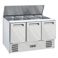 Šaldoma salotų vitrina su dangčiu 4x GN1/1-150 mm + atsarginė 3 durų GN 1/1
