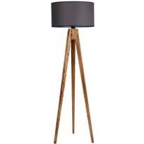 Tamsiai pilkos spalvos/natūralios spalvos pastatomas šviestuvas (aukštis 153 cm) su tekstiliniu gaubtu Tripod – Opviq lights