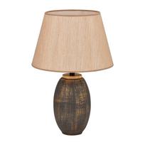 Pilkos spalvos/smėlio spalvos stalinis šviestuvas (aukštis 46 cm) su tekstiliniu gaubtu Yakamoz – Opviq lights
