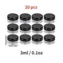 20 Dėžučių Rinkinys su Juodais Dangteliais Kosmetikai , 3 ml / 0,1 uncijos