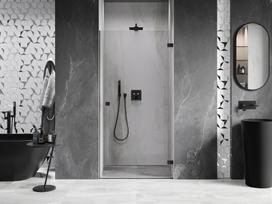 Mexen Lunar-B dešinės pusės atveriamos dušo durys 65 cm, permatomos, juodos - 832-065-000-70-00-P