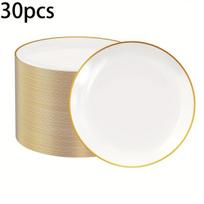 Baltos plastikinės vienkartinės lėkštės (30 vnt.)