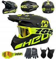 Krosinis BMX dviračių motorolerių viso veido šalmas XL 59-60cm + 1 pora akinių + 1 pora pirštinių, XL