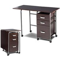 Costway sulankstomas kompiuterio stalas susukamas biuro stalas su metaliniu rėmu 105 x 50 x 75 cm ruda