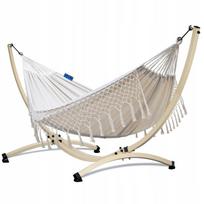 POTENZA boho hamakas SANTIA XL 220x160 + plieninis stovas GRANDE ekru LENKIŠKAS