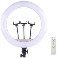 Elight SR18 46cm LED apgaismojošais gredzens ar 3x smartfona turētāju + 220V adapteri + BT tālvadības pulti Melns