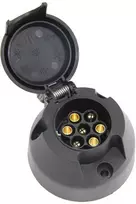 Alburnus Priekabos rozetė 7 kontaktų, apvali PVC, juoda