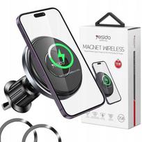 4kom.pl yesido Magnet. Automobilinis laikiklis C190 do Kratki, MagSafe Wireless 15W, JUODA