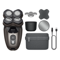 Head Shaver Pro 9000 Series HS9980/15 Aukšč. kokybės skustuvas su prabangiais priedais