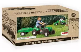 DOLU pedalinis traktorius su priekaba, žalias 8246