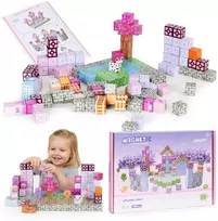 Multistore Magnetinės konstruktoriaus kaladėlės vaikams 140 dalių – rožinės