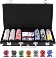 Pokerio čipų rinkinys juodas 300 vnt.
