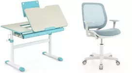 Rašomasis stalas ir sukama kėdė, mėlyna, 1 komplektas