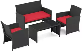 Lauko baldų komplektas baltas/juodas 4 vnt.