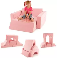 Vaikų modulinė sofa Pilka/Rožinė 8 vnt.