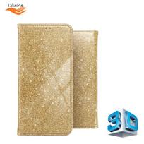 TakeMe 3D-Crystal Shine Magnetic Fix Book Dėklas, skirtas Samsung Galaxy A72 (A726) 5G Gold