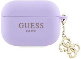 Guess Dėklas słuchawkami Airpods 3 dėklas silikoninis Classic Logo Gold With 4G Charm Violetinė (GUA3LECG4U)
