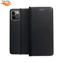 TakeMe minkštas jutiklinis kilimėlis ekologinės odos išmanusis magnetinis fiksuojamas knygos dėklas Samsung Galaxy A72 (A726) 5G juodas