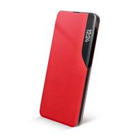 iLike Blun Smart View Premium matinis ekologinės odos magnetinis fiksavimo knygos dėklas Samsung A73 5G (A736B) raudonas