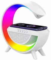 E-LIGHT Elight G formas skaļruņa lampa ar RGB LED apgaismojumu un bezvadu viedierīču uzlādes ierīci balts