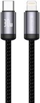 Jellico B27 Pīta Auduma iPhone un iPad USB-C uz Lightning Datu un Ātrās PD 30W uzlādes Vads 1m Melns