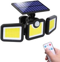 Sieninis šviestuvas Elight Saules Enerģijas Āra Sienas Lampa 3in1 LS6 Ar Kustību Sensoru, Tālvadības Pulti un Vadu Saules Paneli Melns
