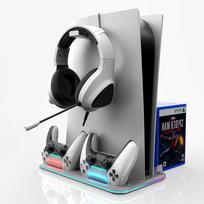 Dėklas iLike Saitake STK-DZ504 Divu uzlādes stacija Doks Sony PlayStation 5 / Slim kontrolieriem konsoles forma Melna